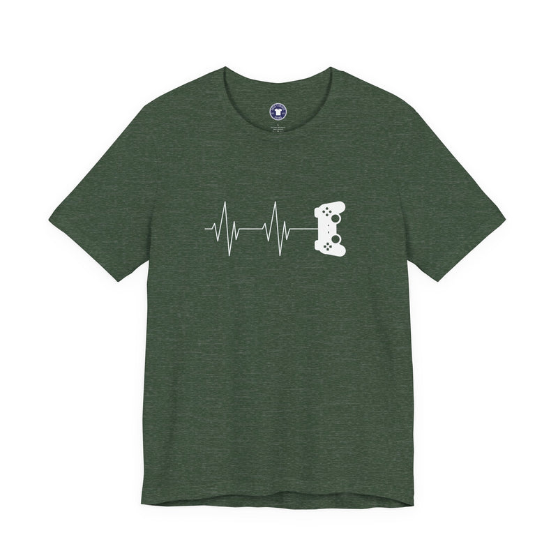 Gamer Heartbeat - Video Gaming Addict Shirt - Premium Unisex Crewneck T-Shirt