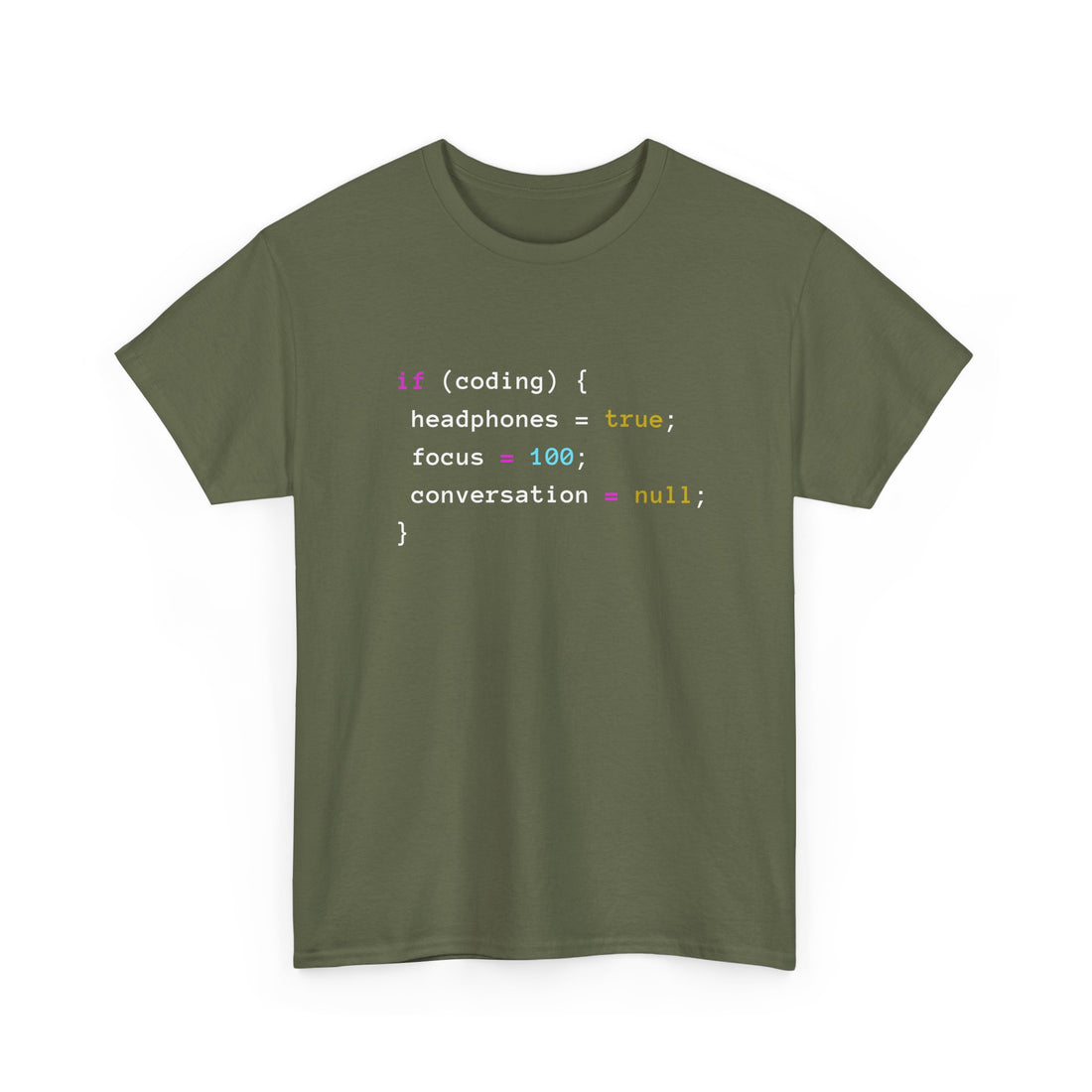 Coding With Headphones Javascript T-Shirt - Nerd Shirt - Regular Unisex Crewneck T-Shirt