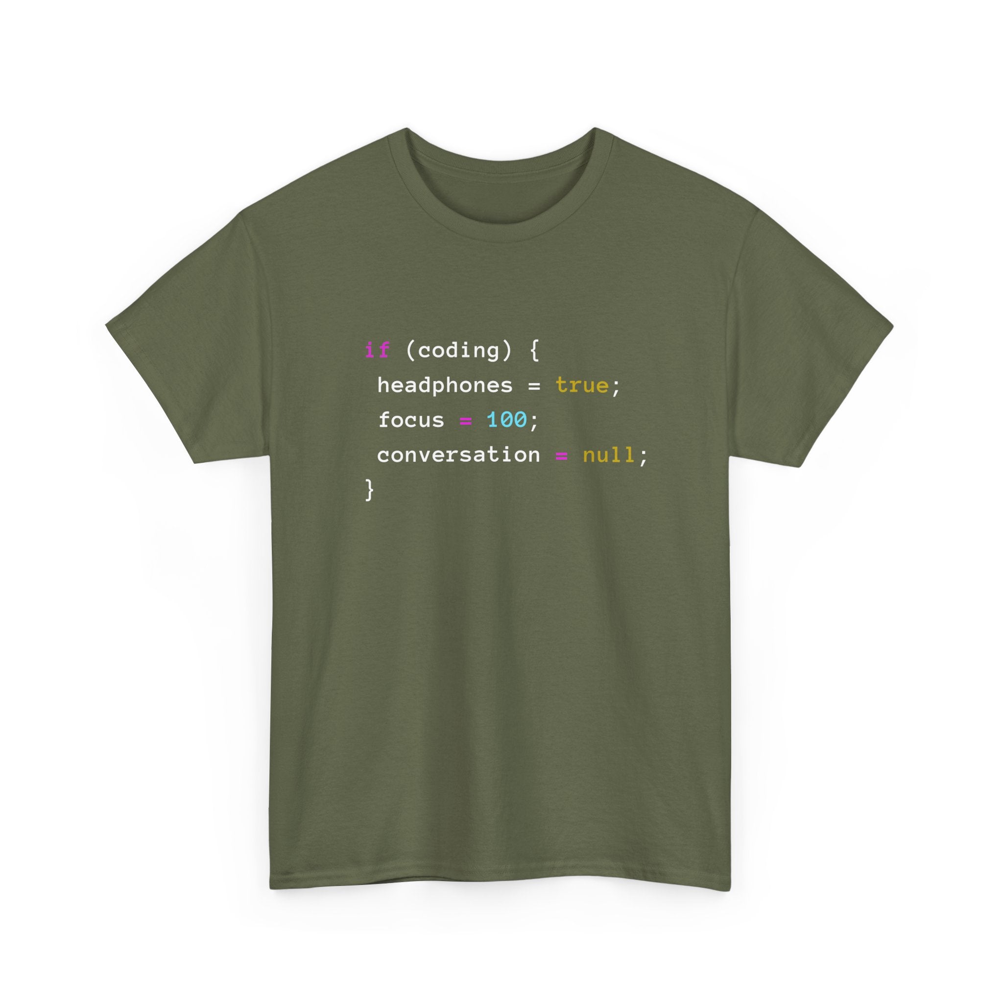 Coding With Headphones Javascript T-Shirt - Nerd Shirt - Regular Unisex Crewneck T-Shirt
