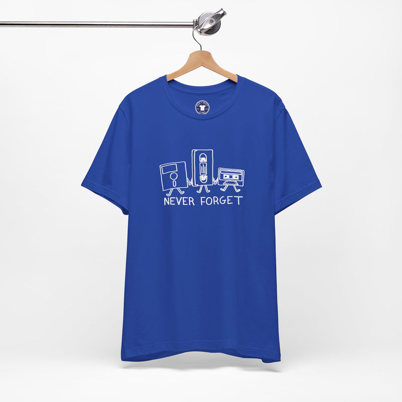 Never Forget Cassette Tapes Vhs Floppy Disks - Premium Unisex Crewneck T-Shirt