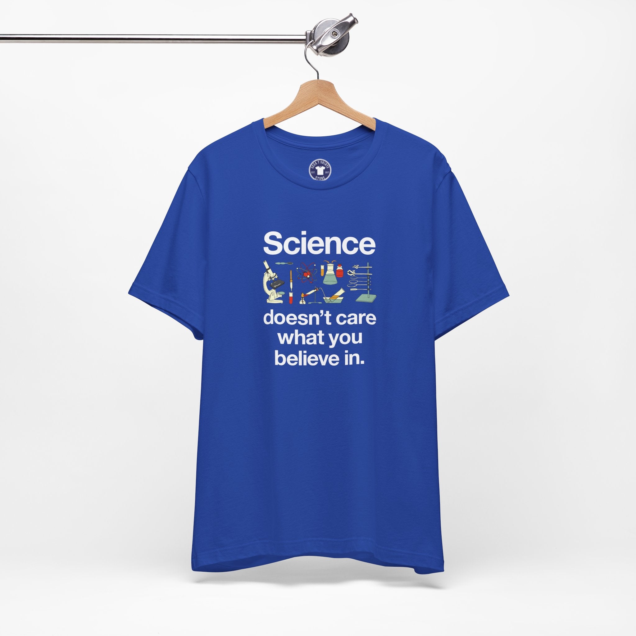 Science Doesn't Care What You Believe In - Premium Unisex Crewneck T-Shirt