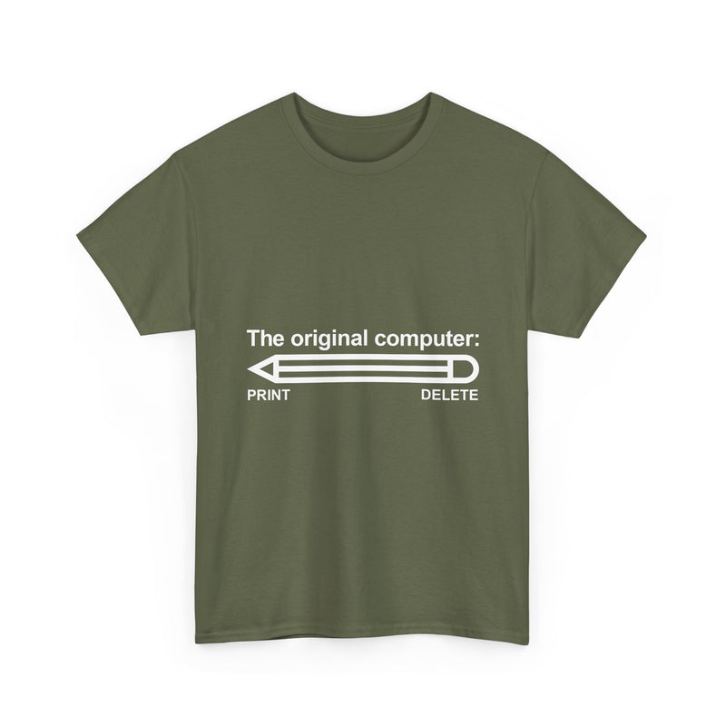The Original Computer T-Shirt, Pencil Humor Tee, Funny Graphic Gift, Creative Writing Shirt, Retro Art Apparel, Stationery Lover Present, Ed