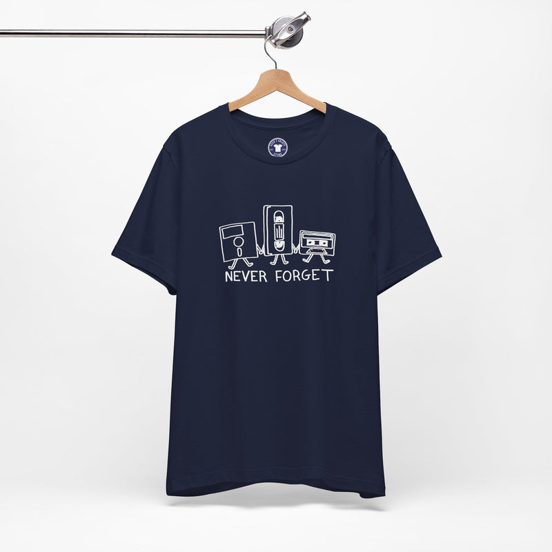 Never Forget Cassette Tapes Vhs Floppy Disks - Premium Unisex Crewneck T-Shirt