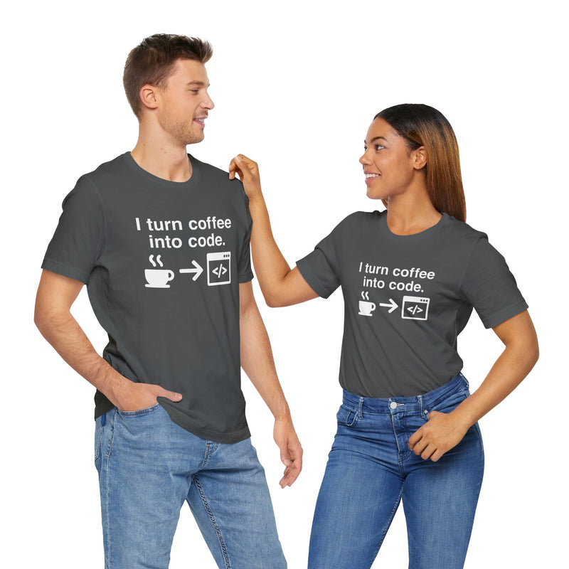 I Turn Coffee Into Code - Coder Shirt - Premium Unisex Crewneck T-Shirt