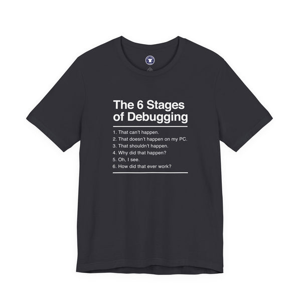 The 6 Stages Of Debugging - Coder Shirt - It Shirt - Premium Unisex Crewneck T-Shirt