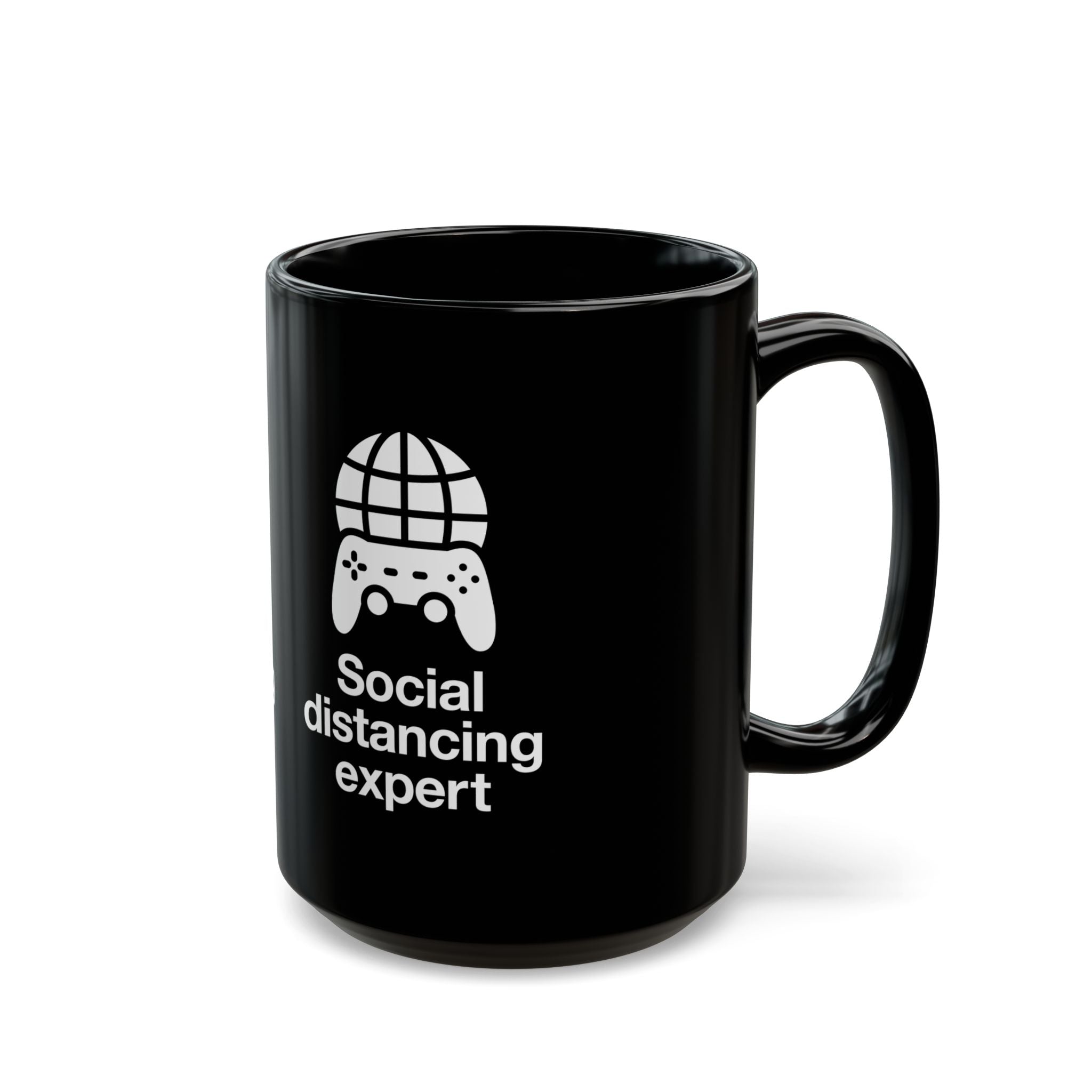 Social Distancing Expert - Black Glossy Mug
