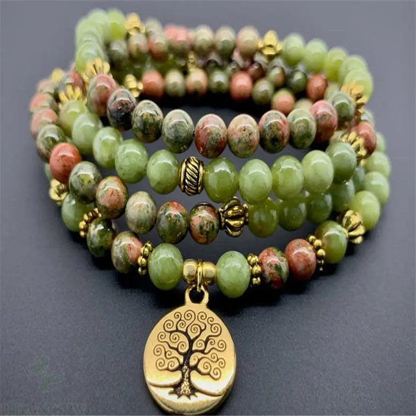 Green Jade 108 Beads Gemstone Mala Natural Necklace / Bracelet