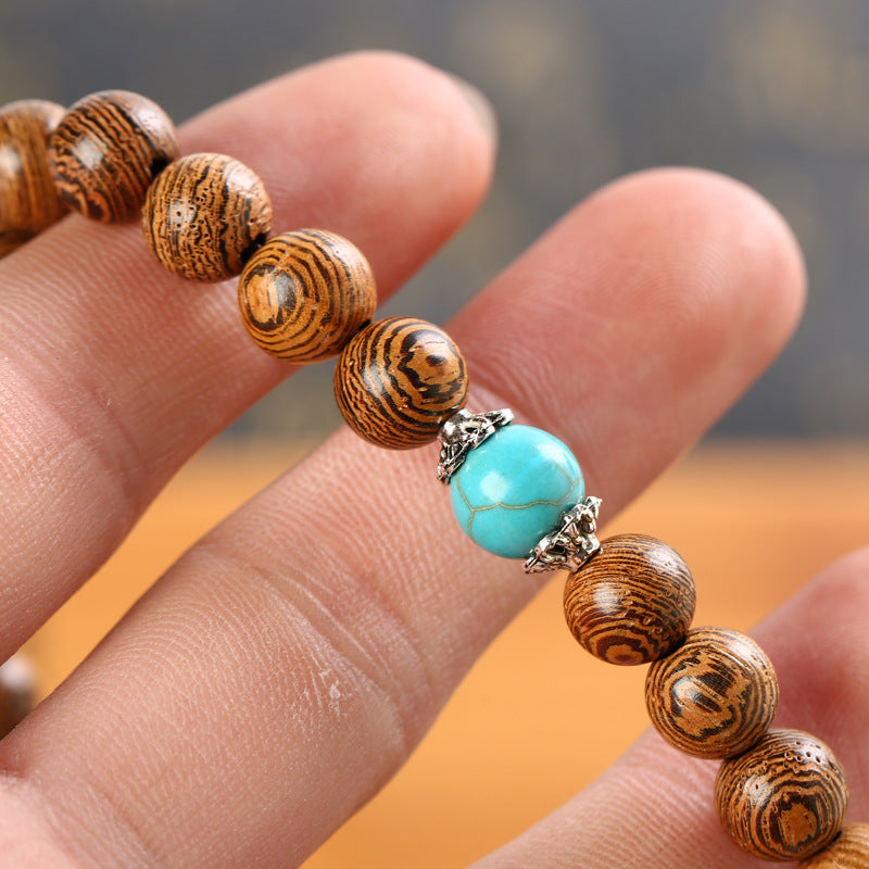 Turquoise Sandalwood Mala Necklace