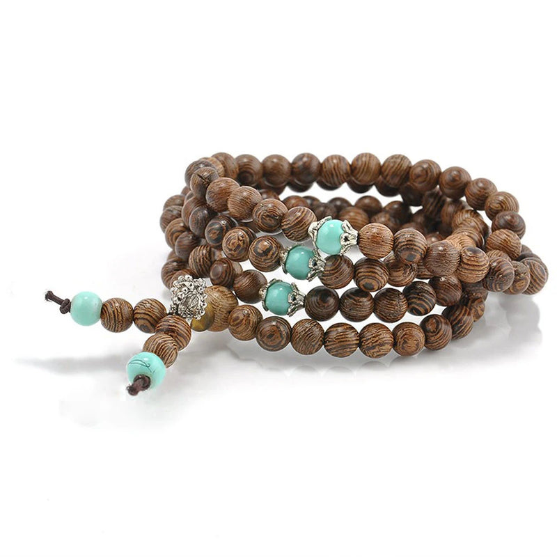 Turquoise Sandalwood Mala Necklace