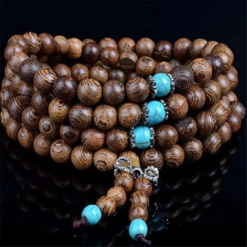 Turquoise Sandalwood Mala Necklace