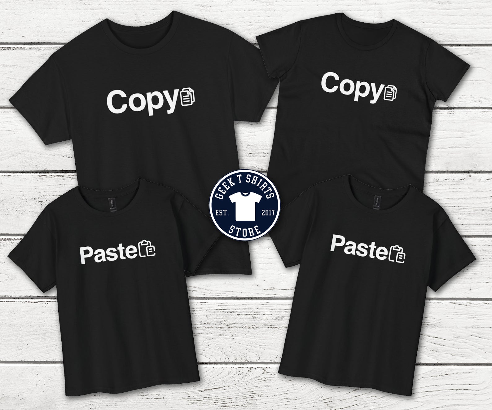 Funny Family Matching Shirts - Copy Paste Parent & Kid Set