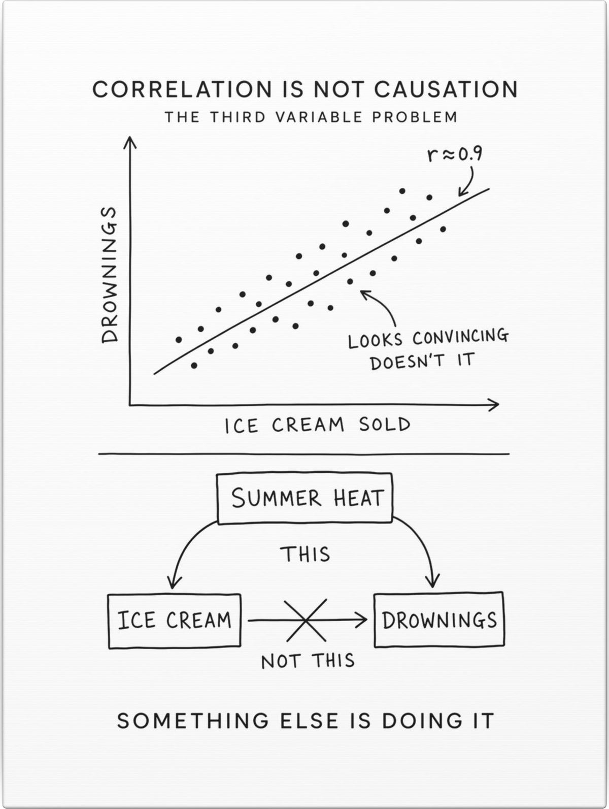 Correlation Is Not Causation Canvas front