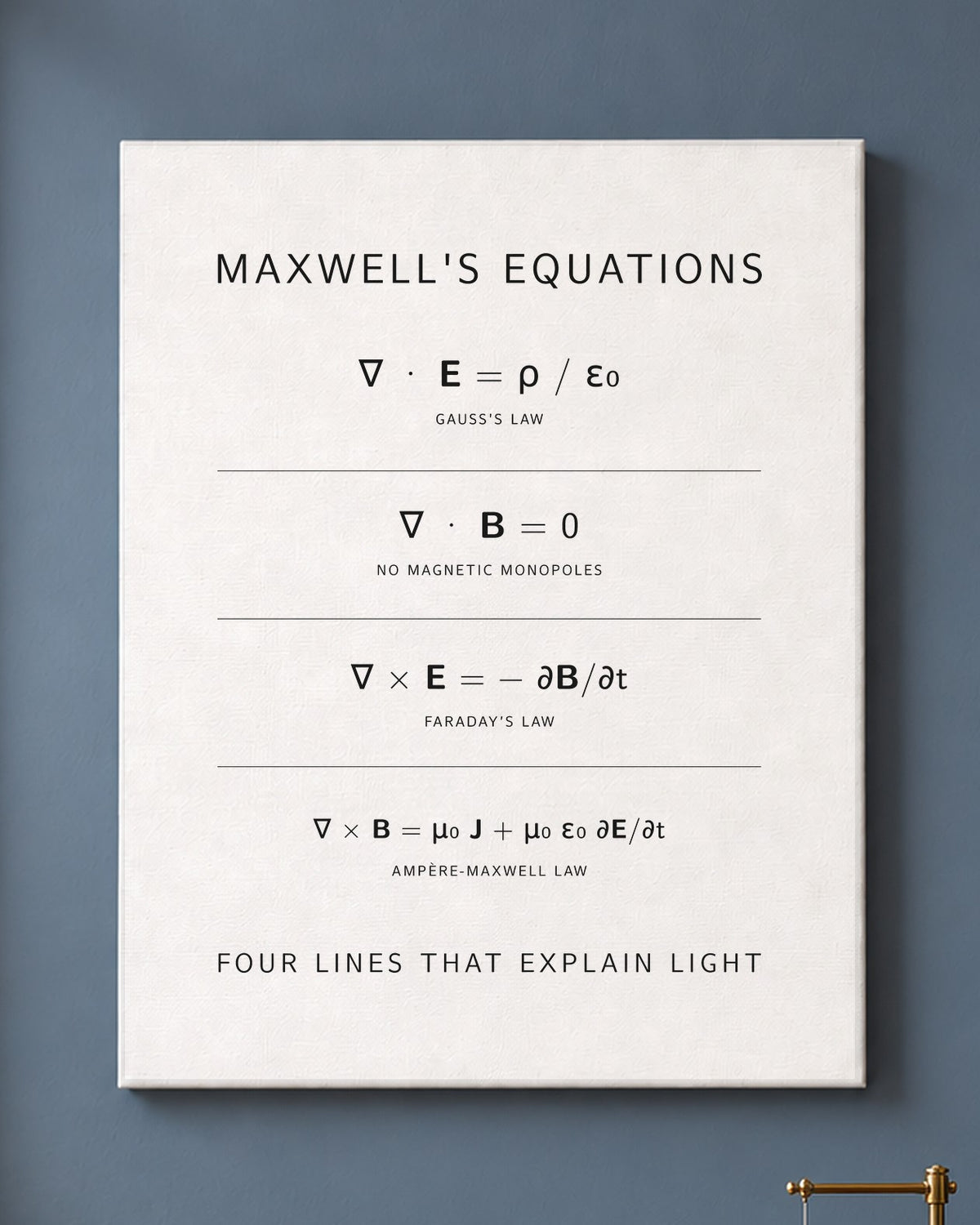 Maxwell's Equations Canvas on a wall