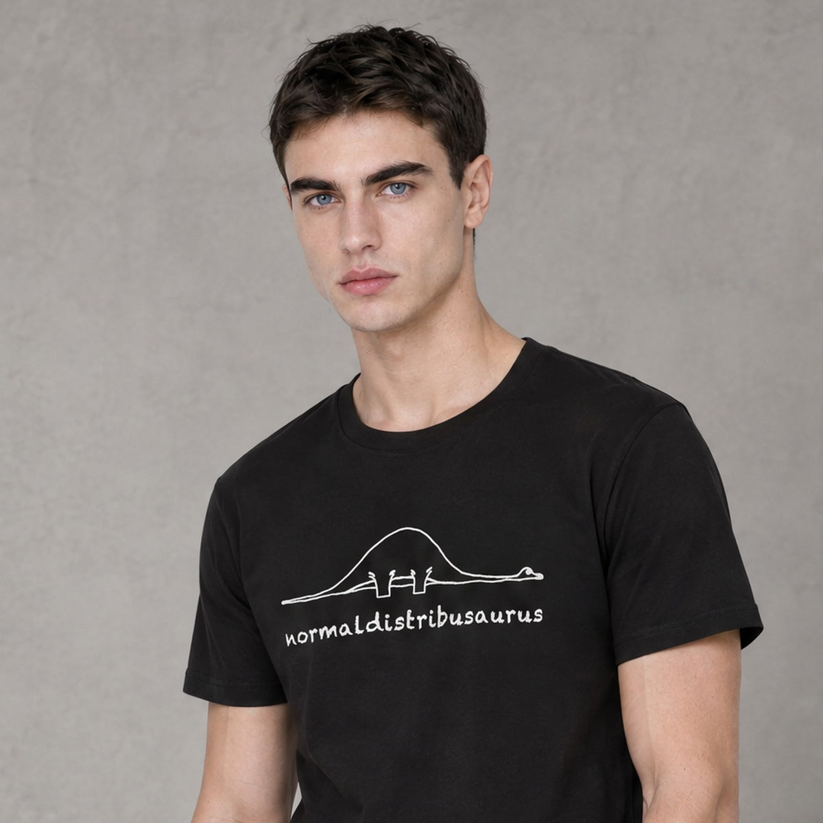 Normal Distribusaurus shirt in Black, worn