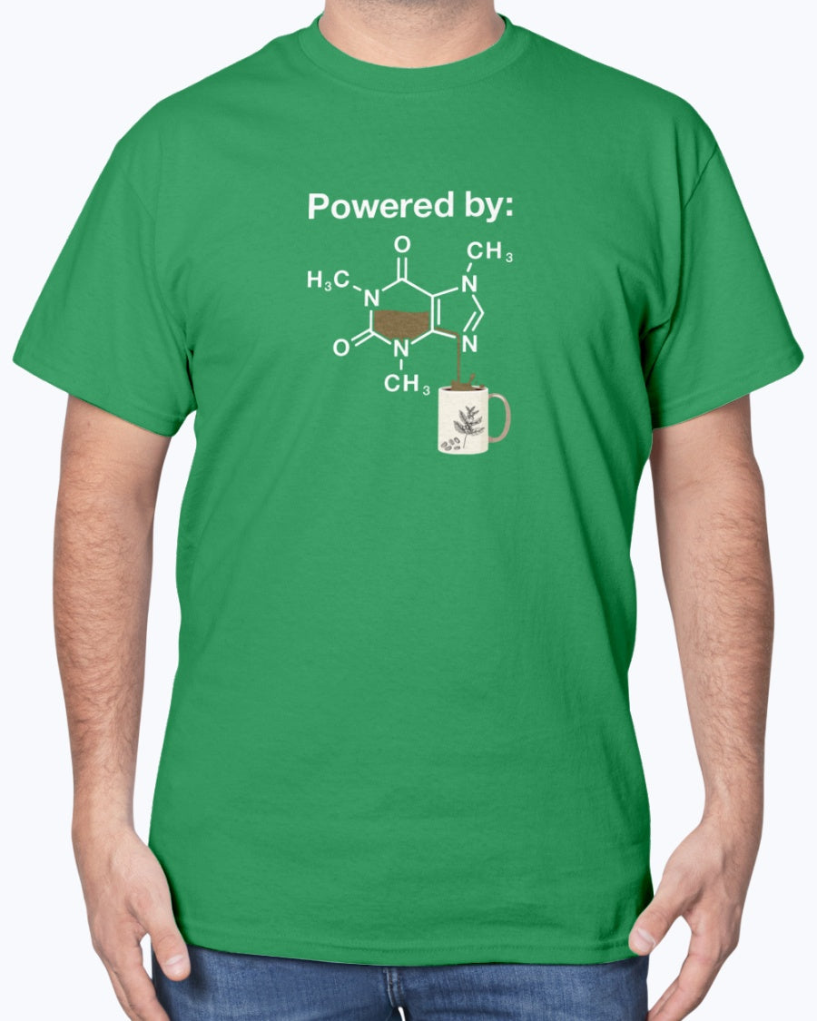 Powered By Caffeine Chemistry T-shirt - Science Shirt - Coffee Lover Unisex T-Shirt