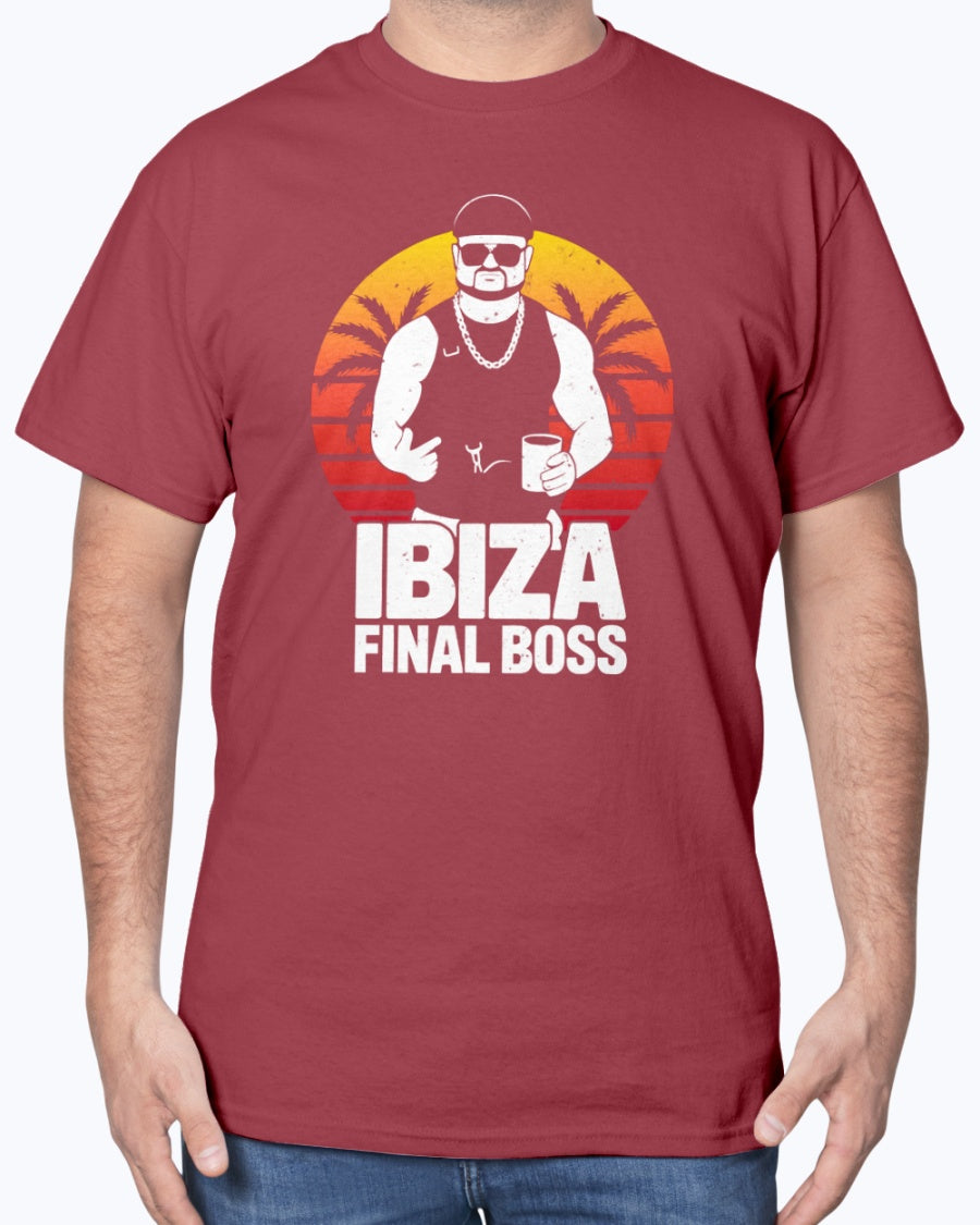 Ibiza Final Boss Tee - Retro Sunset Gradient Party Unisex T-Shirt