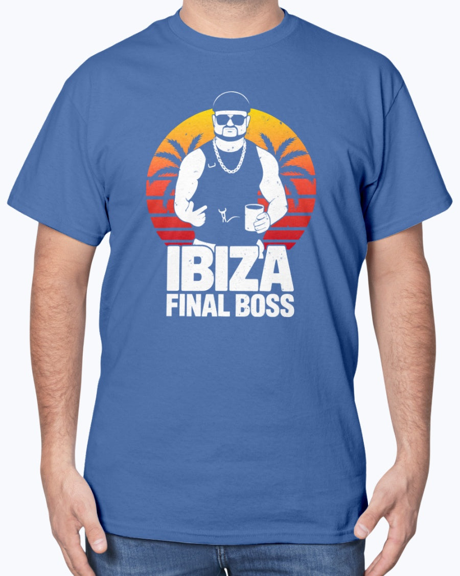Ibiza Final Boss Tee - Retro Sunset Gradient Party Unisex T-Shirt