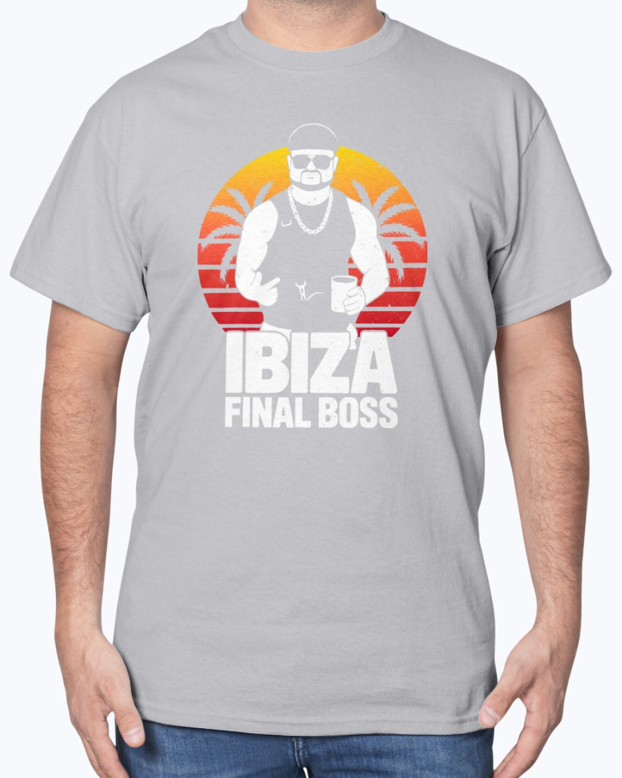 Ibiza Final Boss Tee - Retro Sunset Gradient Party Unisex T-Shirt