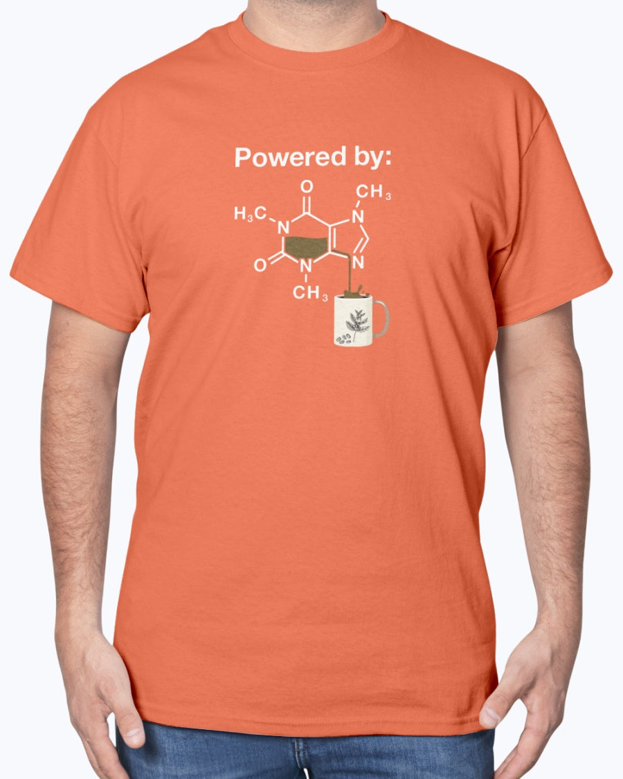 Powered By Caffeine Chemistry T-shirt - Science Shirt - Coffee Lover Unisex T-Shirt