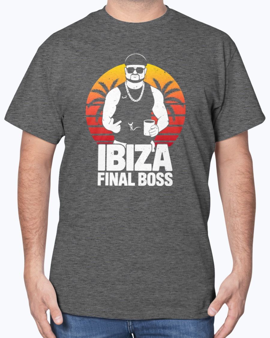Ibiza Final Boss Tee - Retro Sunset Gradient Party Unisex T-Shirt