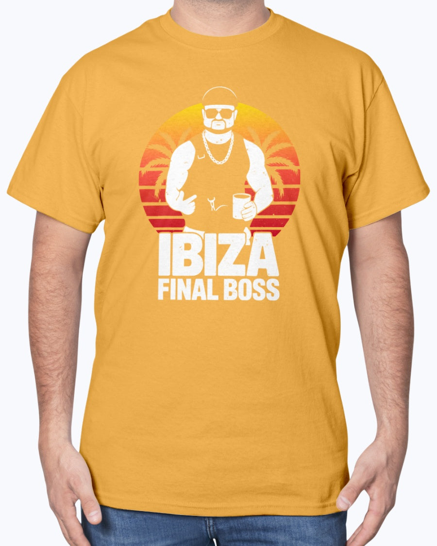 Ibiza Final Boss Tee - Retro Sunset Gradient Party Unisex T-Shirt