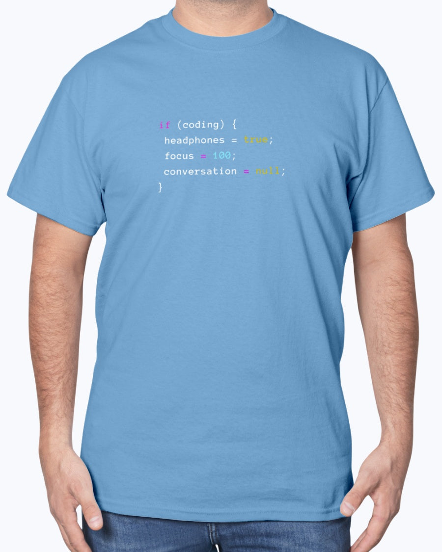 Coding With Headphones JavaScript T-Shirt - Nerd Shirt - Coder Unisex T-Shirt
