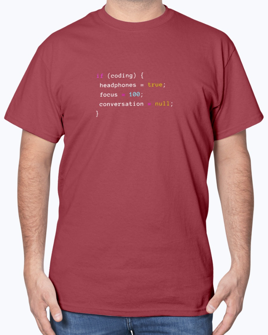 Coding With Headphones JavaScript T-Shirt - Nerd Shirt - Coder Unisex T-Shirt