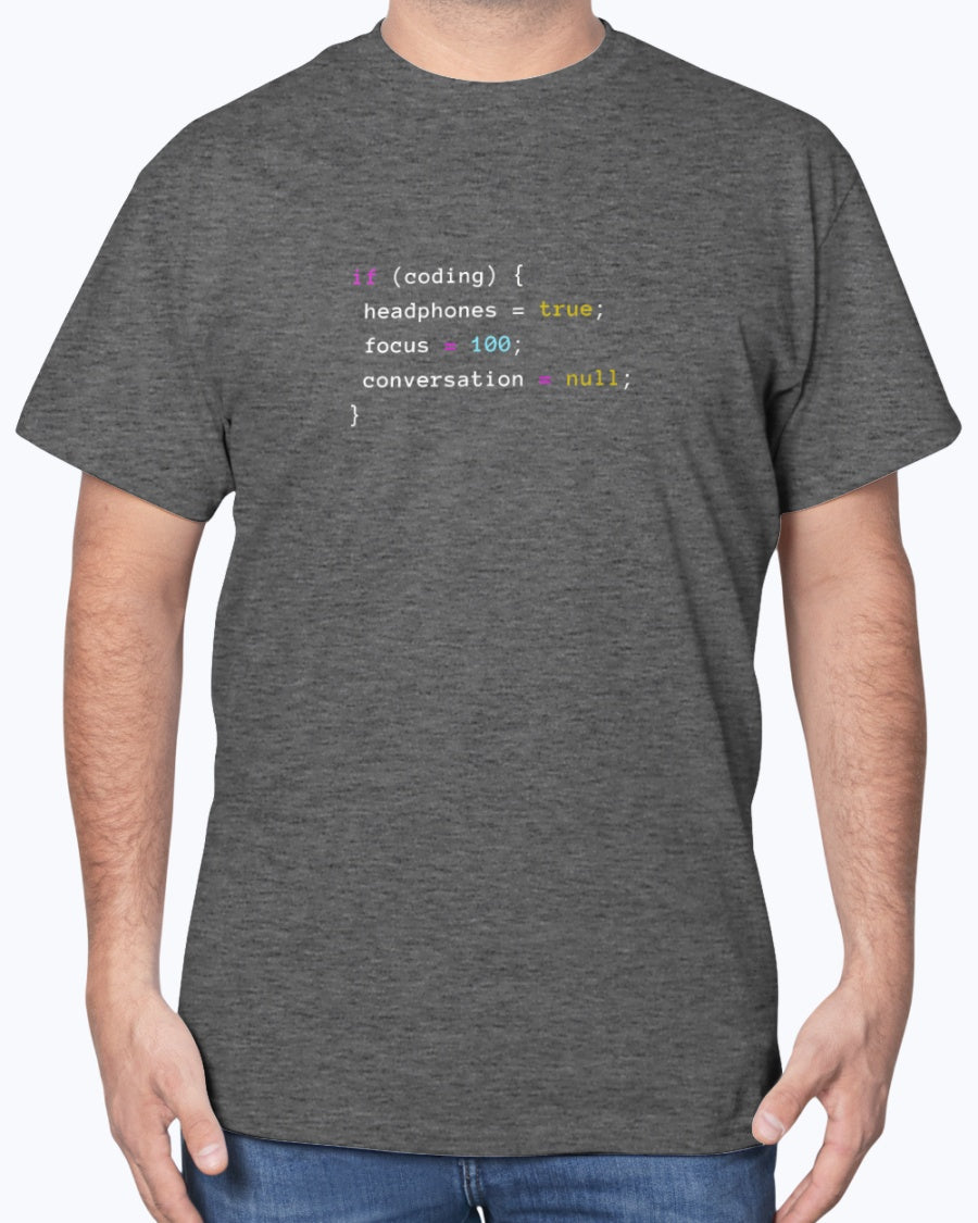 Coding With Headphones JavaScript T-Shirt - Nerd Shirt - Coder Unisex T-Shirt