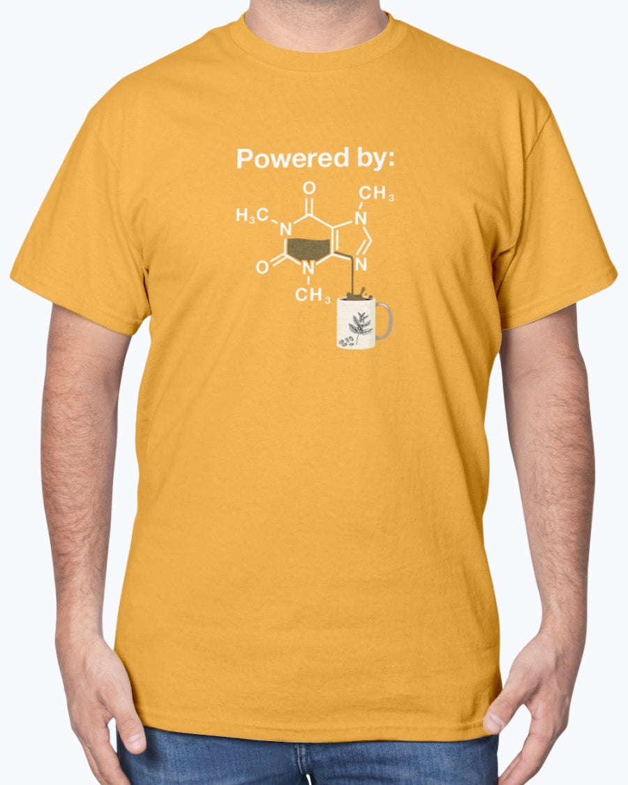 Powered By Caffeine Chemistry T-shirt - Science Shirt - Coffee Lover Unisex T-Shirt