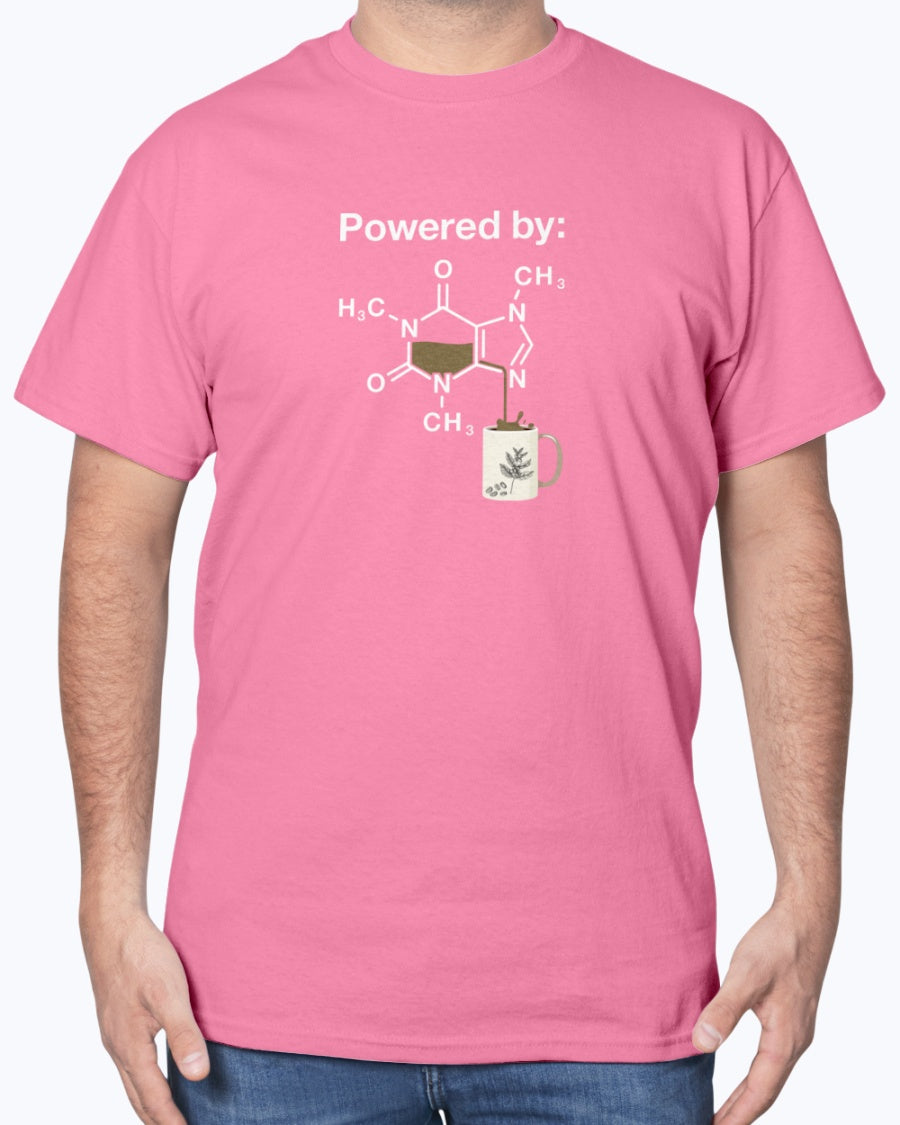 Powered By Caffeine Chemistry T-shirt - Science Shirt - Coffee Lover Unisex T-Shirt