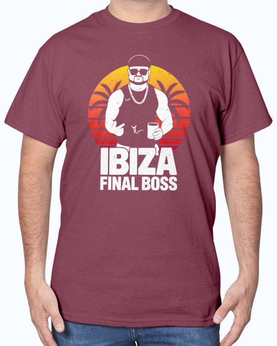 Ibiza Final Boss Tee - Retro Sunset Gradient Party Unisex T-Shirt