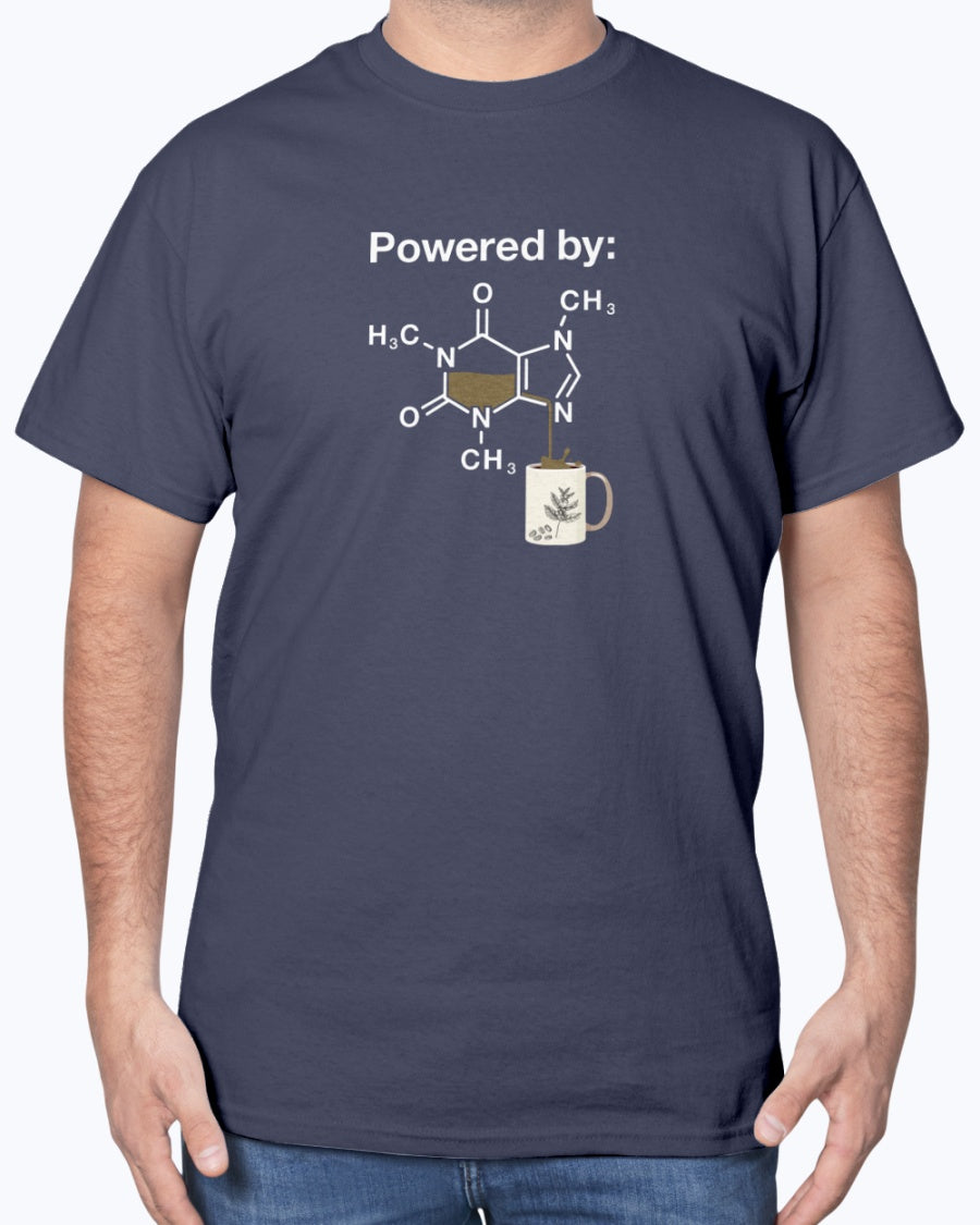 Powered By Caffeine Chemistry T-shirt - Science Shirt - Coffee Lover Unisex T-Shirt