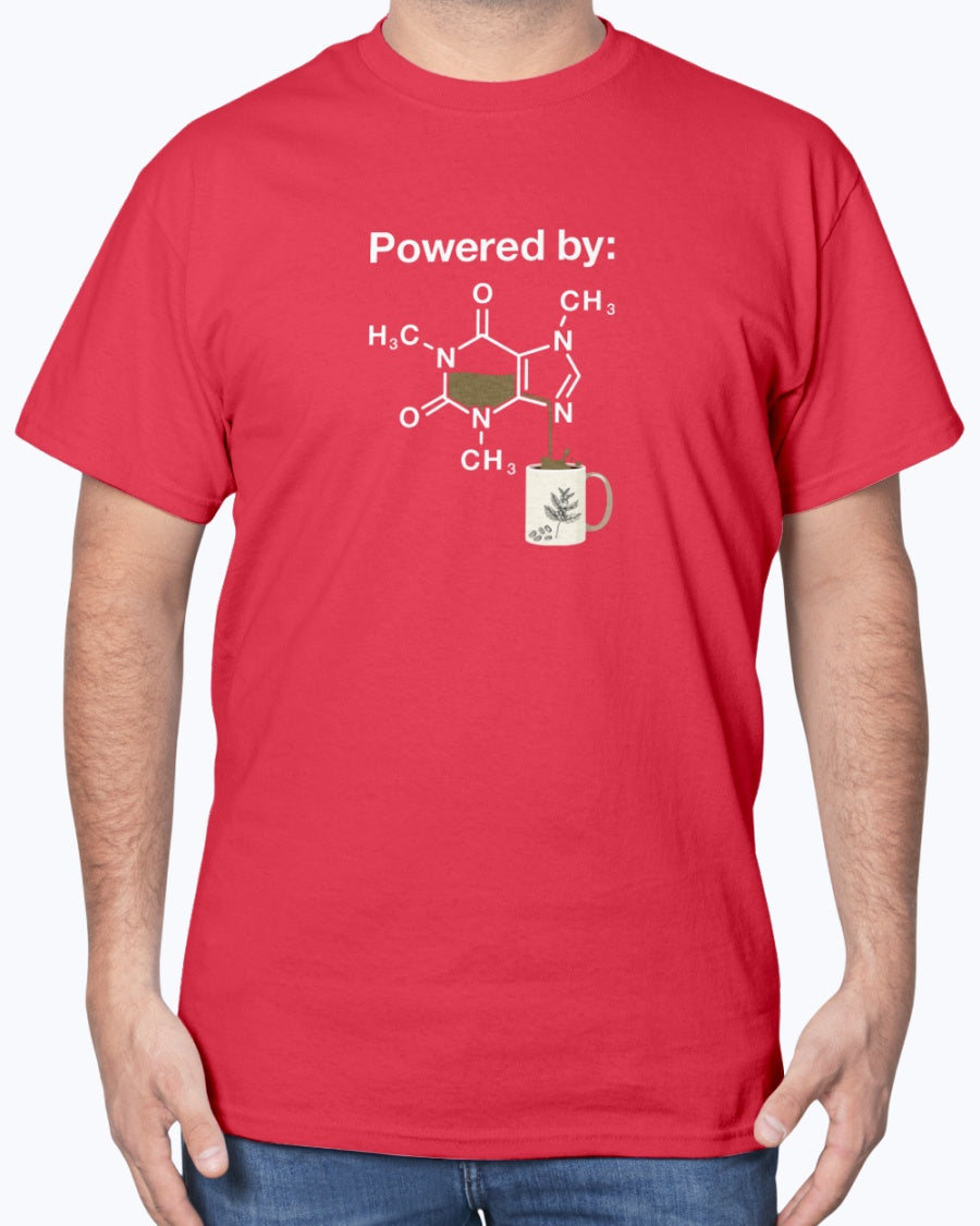 Powered By Caffeine Chemistry T-shirt - Science Shirt - Coffee Lover Unisex T-Shirt