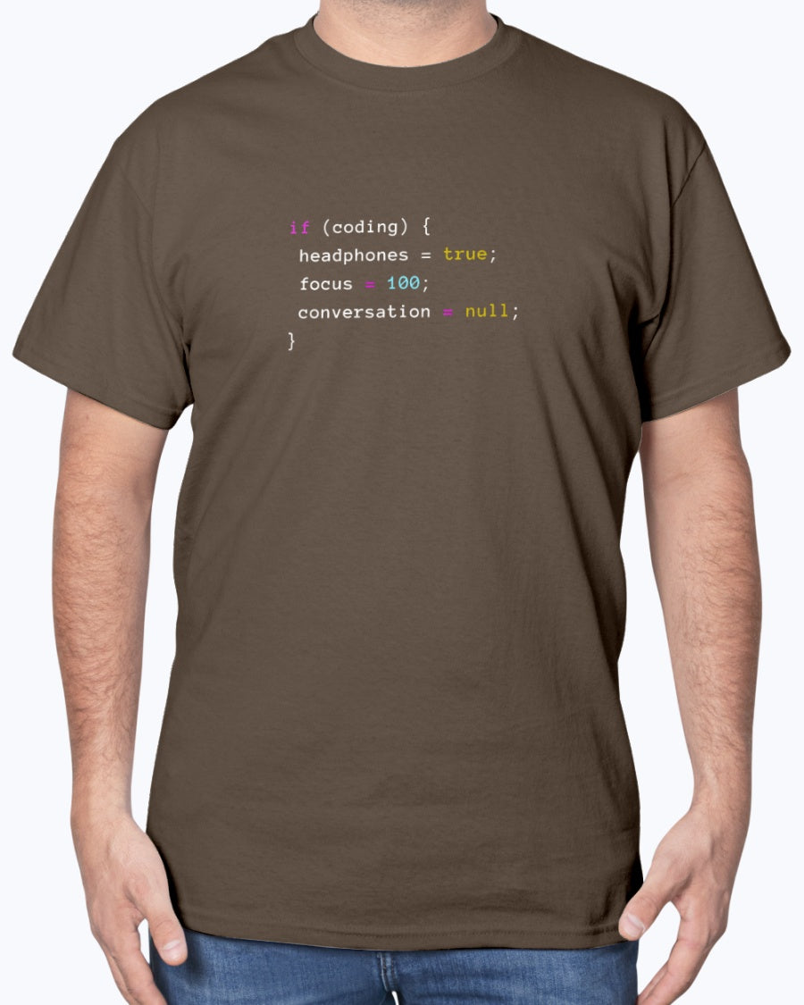 Coding With Headphones JavaScript T-Shirt - Nerd Shirt - Coder Unisex T-Shirt
