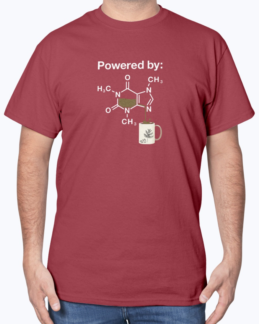 Powered By Caffeine Chemistry T-shirt - Science Shirt - Coffee Lover Unisex T-Shirt