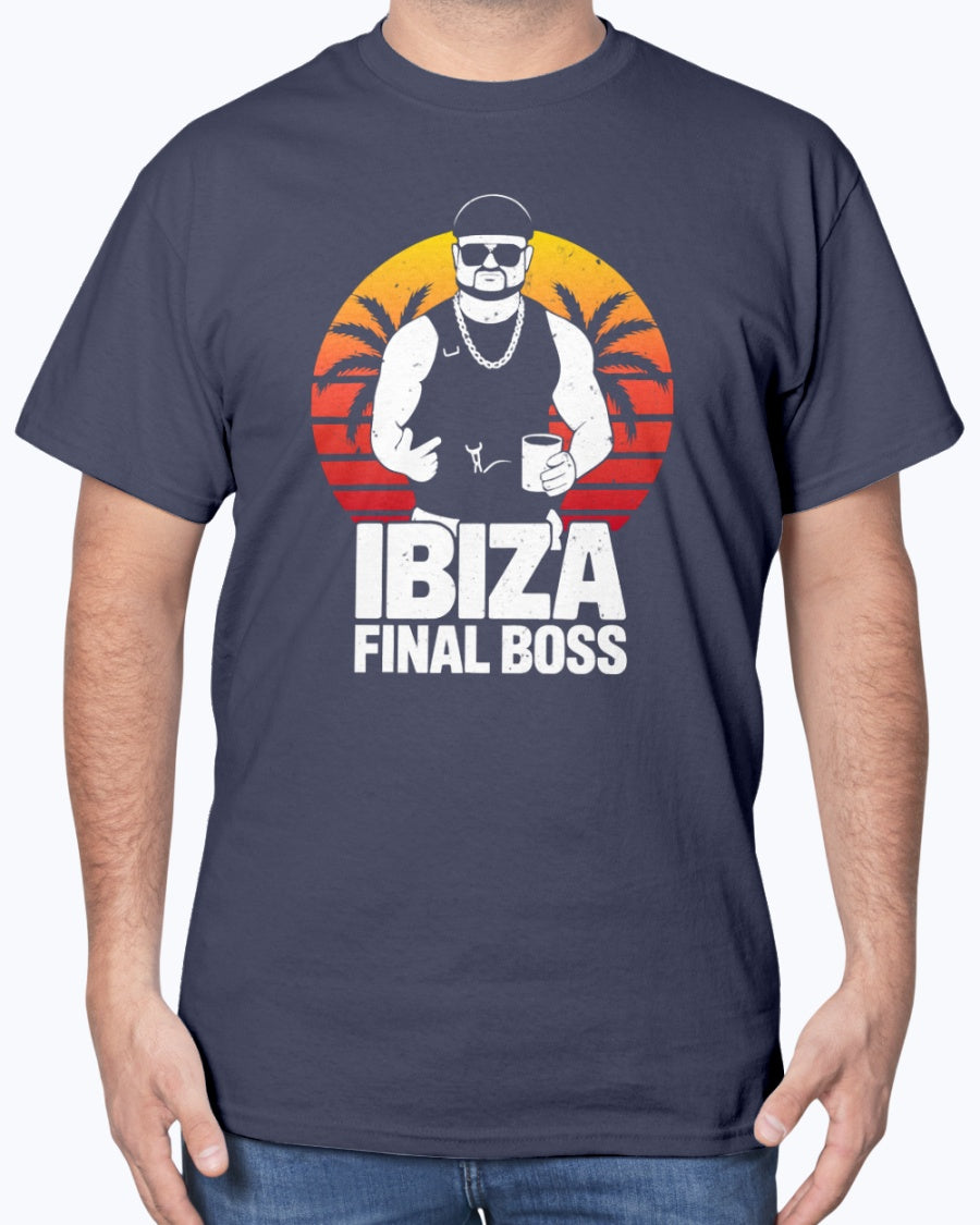 Ibiza Final Boss Tee - Retro Sunset Gradient Party Unisex T-Shirt