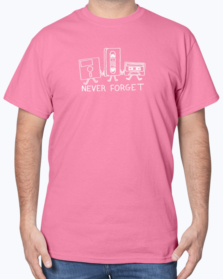 Never Forget Cassette Tapes VHS Floppy Disks - Retro Geek Unisex T-Shirt