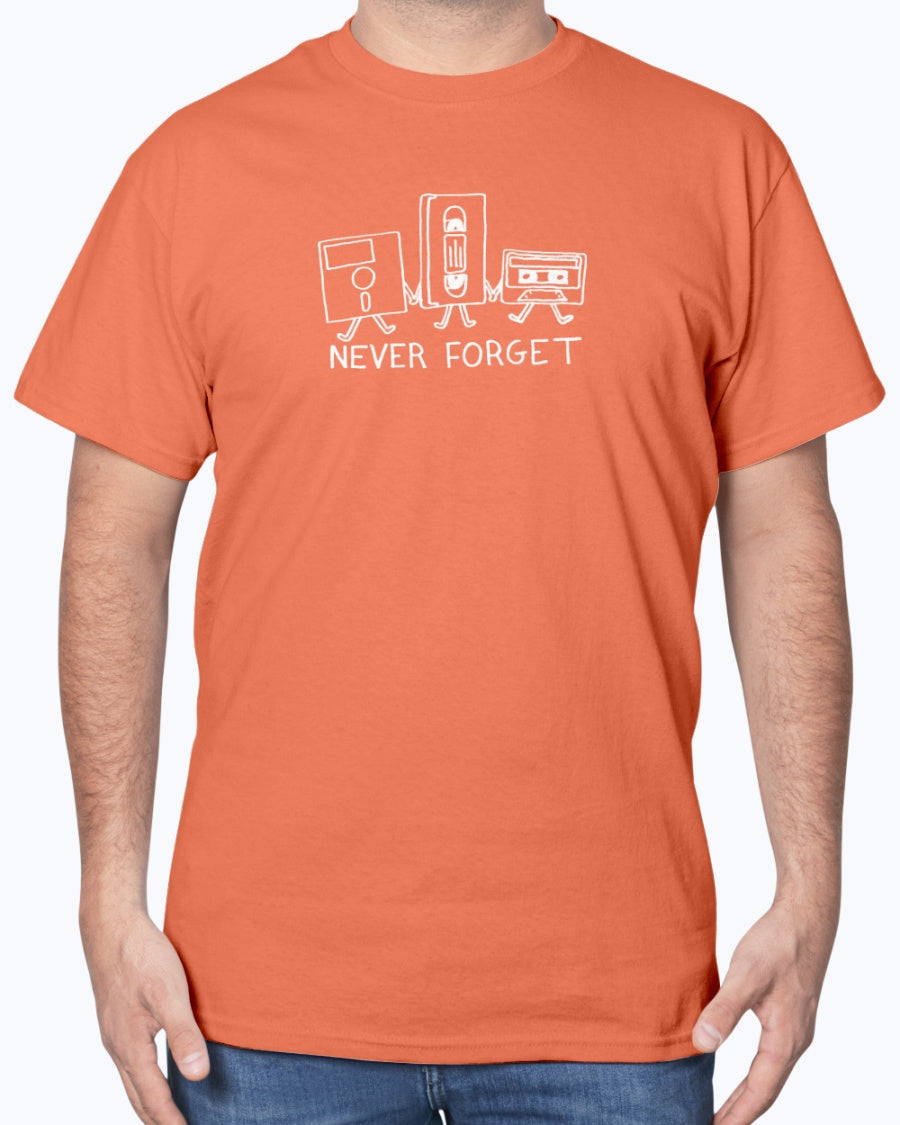 Never Forget Cassette Tapes VHS Floppy Disks - Retro Geek Unisex T-Shirt