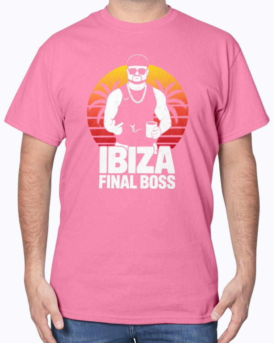 Ibiza Final Boss Tee - Retro Sunset Gradient Party Unisex T-Shirt