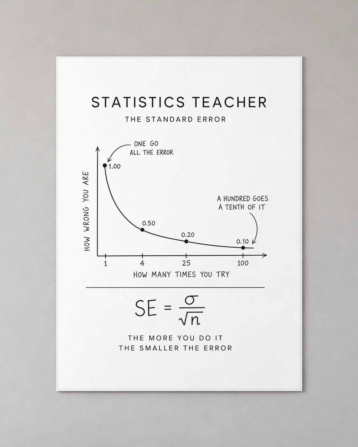 Statistics Teacher: The Standard Error Poster on a wall