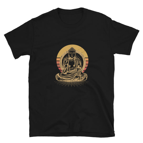 Sitting Buddha Retro Sunset Geek T-Shirt