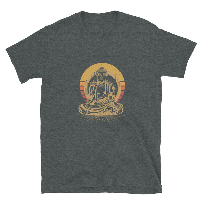 Sitting Buddha Retro Sunset Geek T-Shirt