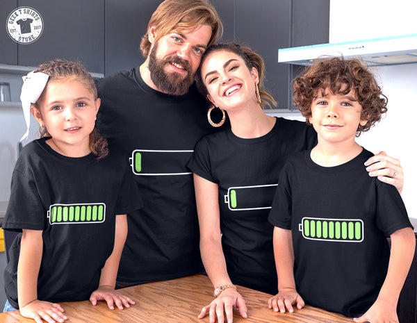 Low Battery Full Battery Family Matching Shirt Set Dad and Baby Matching Shirt, Matching family shirts, Family matching shirts