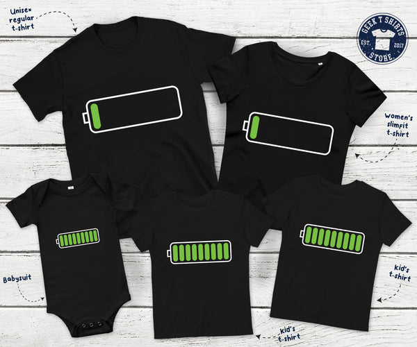 Low Battery Full Battery Family Matching Shirt Set Dad and Baby Matching Shirt, Matching family shirts, Family matching shirts