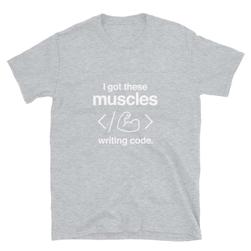 Muscles Writing Code Unisex Geek T-shirt
