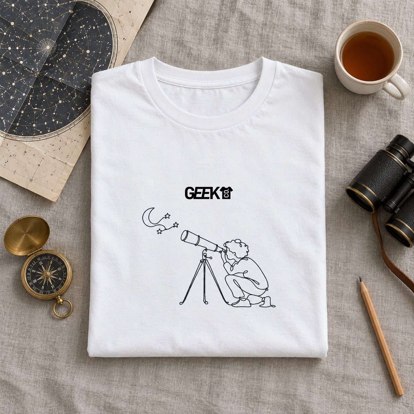The Stargazer line art shirt in white