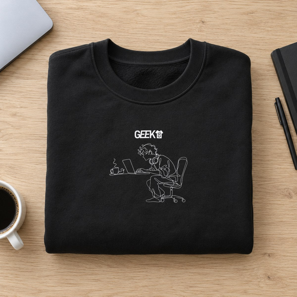 The Coder line art sweatshirt in black