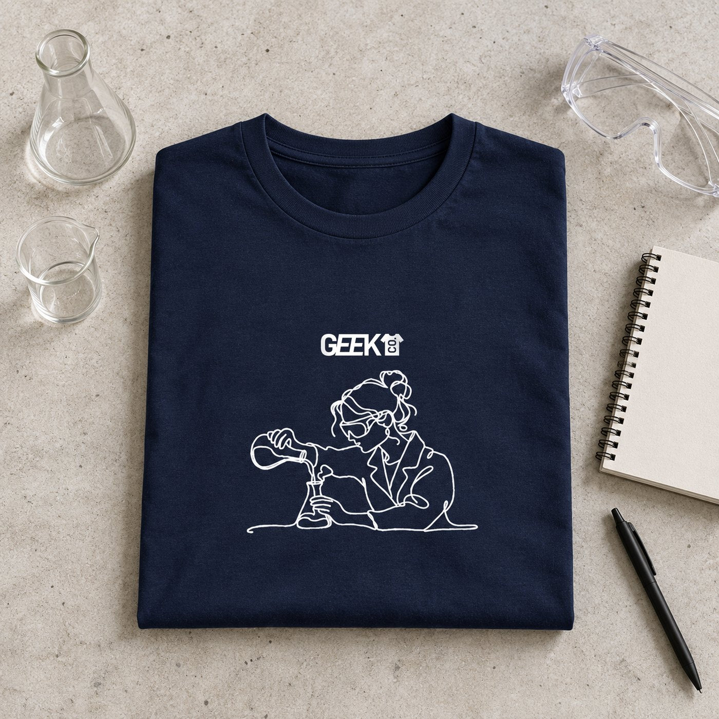 The Chemist line art shirt in navy